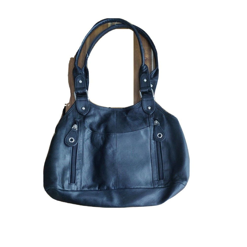 Great American Leather Works Women's Purse Shoulder Bag 100% Black Leather.